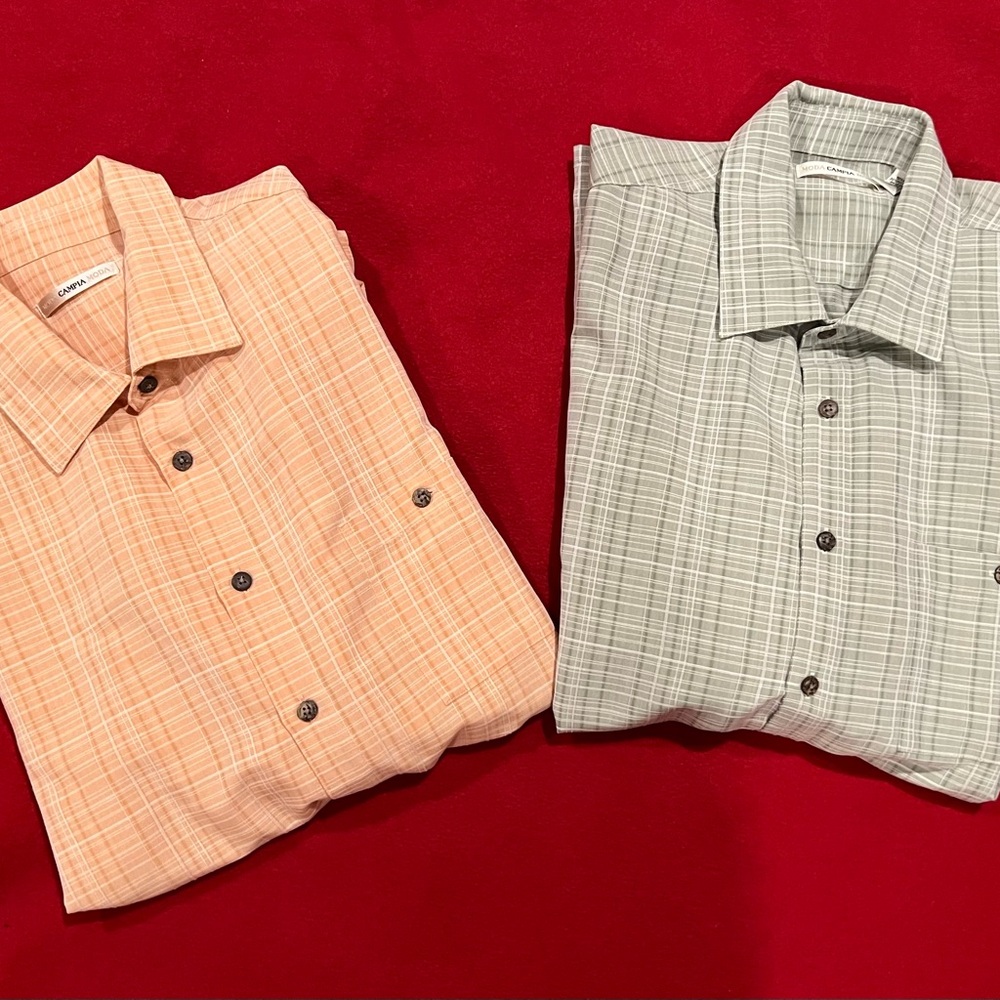 BUNDLE - get 2 Campia Moda Button Down Shirts - Peach and Light Gray